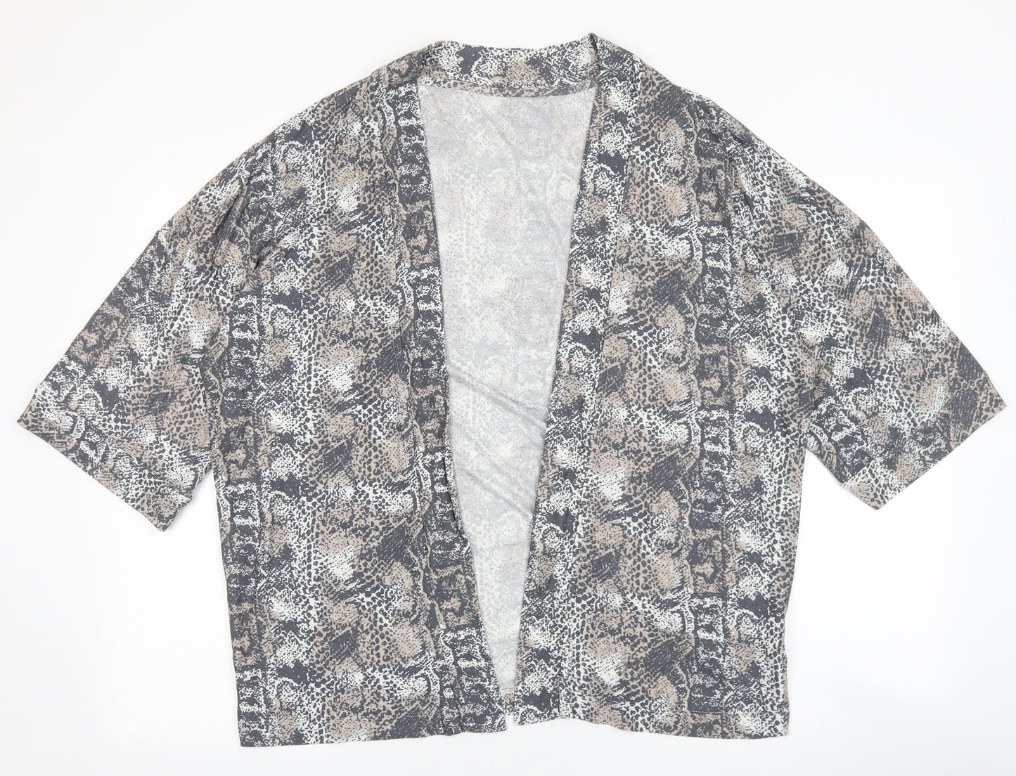 NEXT Womens Brown V-Neck Geometric Viscose Cardigan Jumper Size 10 - Animal Print