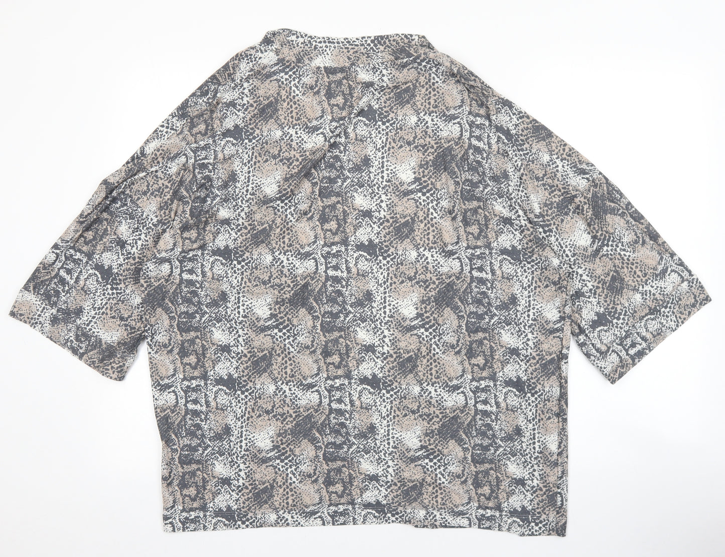 NEXT Womens Brown V-Neck Geometric Viscose Cardigan Jumper Size 10 - Animal Print
