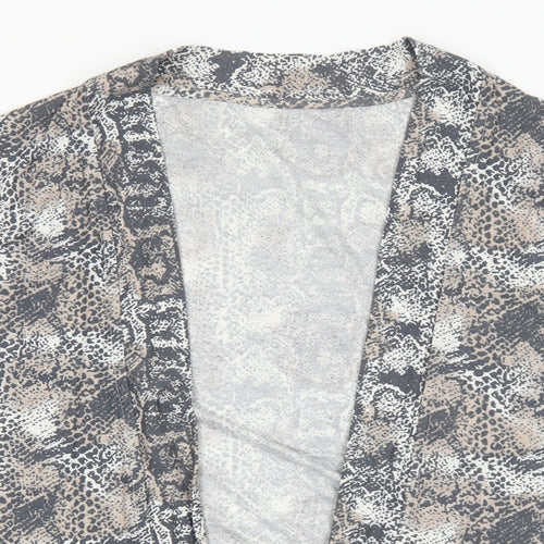NEXT Womens Brown V-Neck Geometric Viscose Cardigan Jumper Size 10 - Animal Print