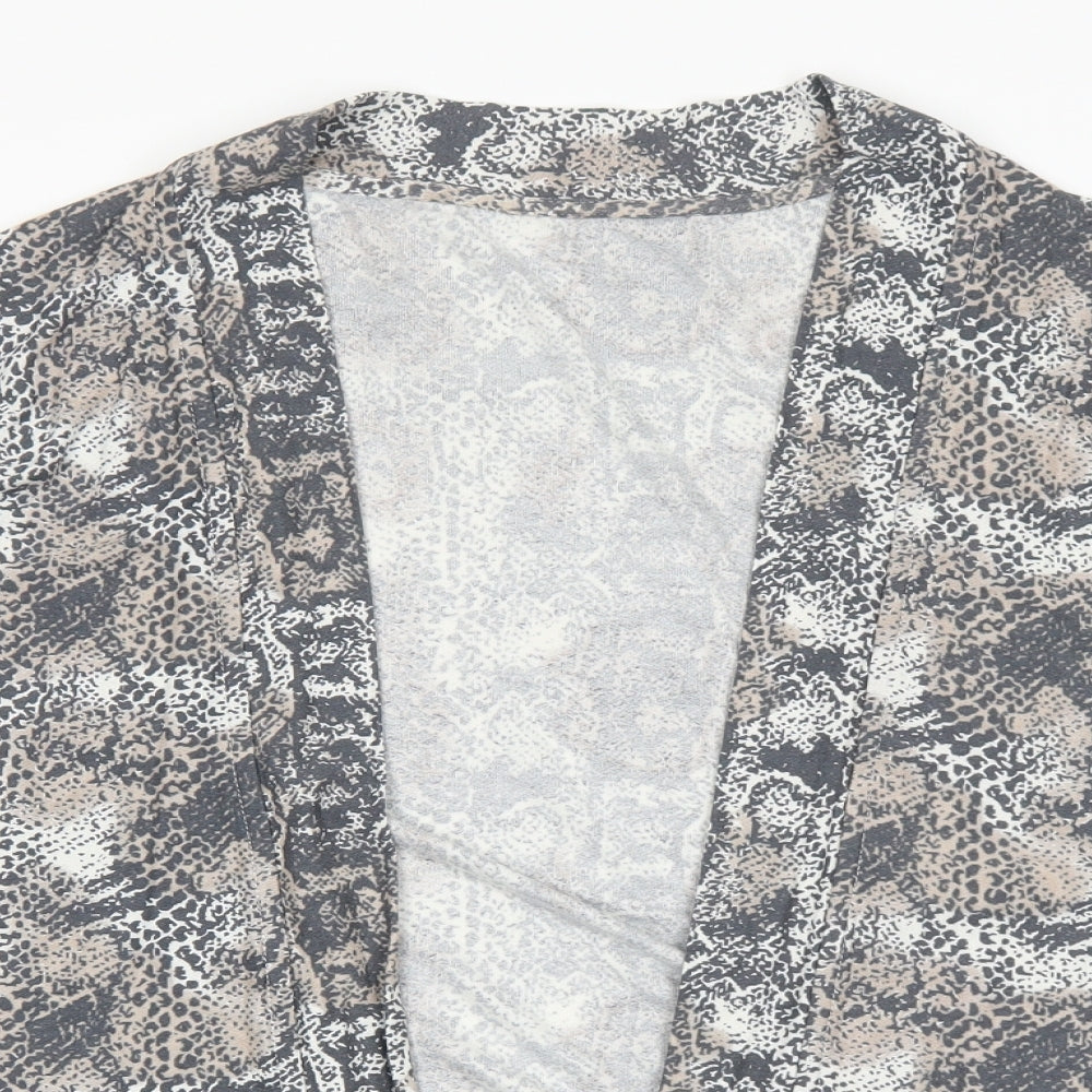 NEXT Womens Brown V-Neck Geometric Viscose Cardigan Jumper Size 10 - Animal Print