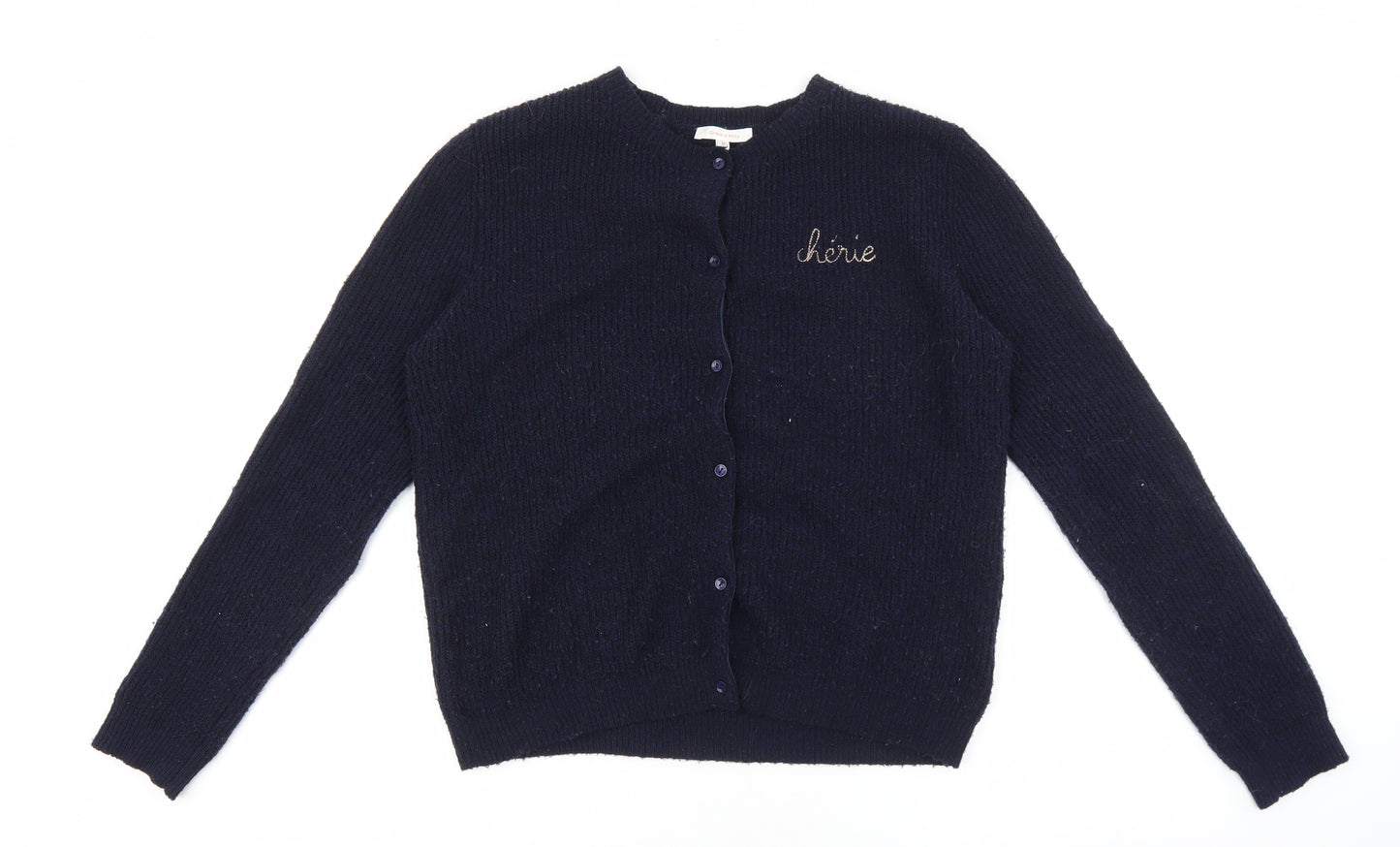 Grace & Mila Womens Blue Round Neck Polyester Cardigan Jumper Size M