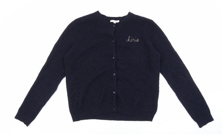 Grace & Mila Womens Blue Round Neck Polyester Cardigan Jumper Size M