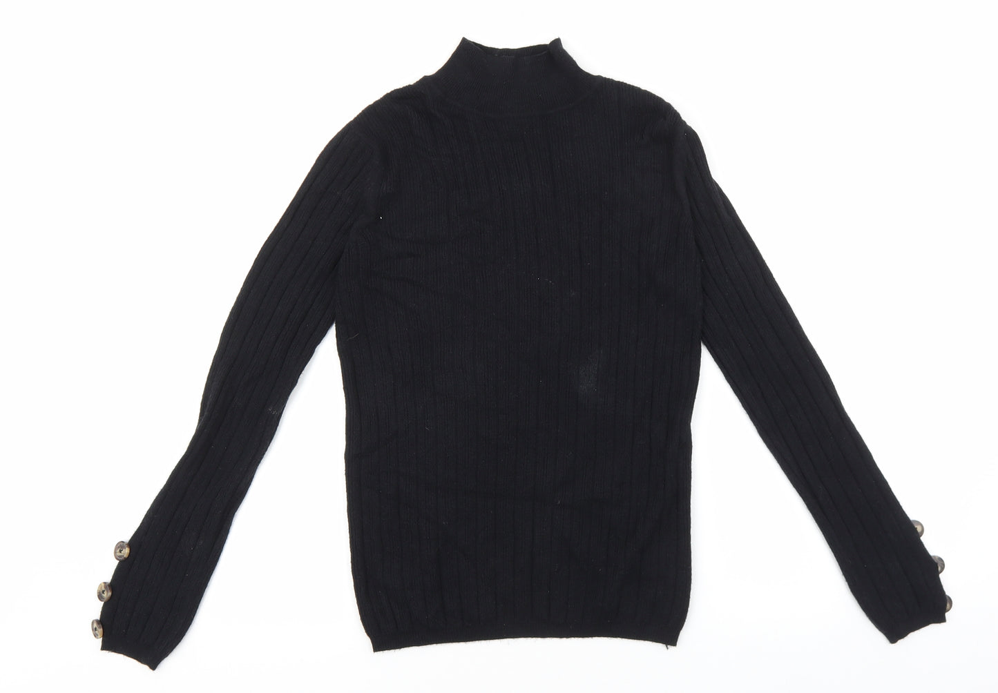 Nutmeg Womens Black Roll Neck Viscose Pullover Jumper Size 8