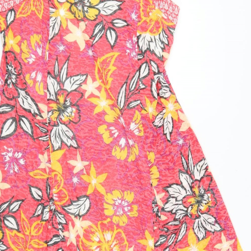 Roman Womens Red Floral Polyester A-Line Size 18 Boat Neck Pullover