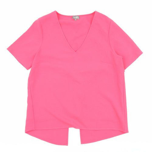 Phase Eight Womens Pink Polyester Basic Blouse Size 12 V-Neck