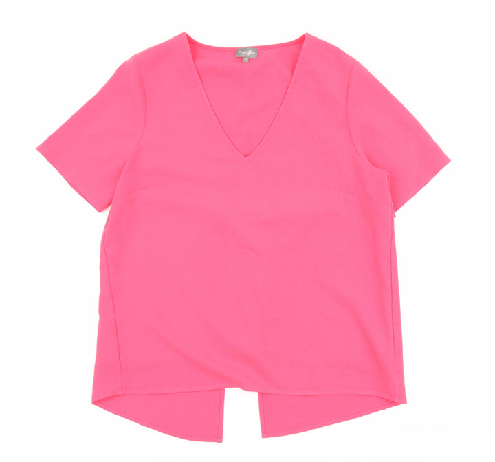 Phase Eight Womens Pink Polyester Basic Blouse Size 12 V-Neck