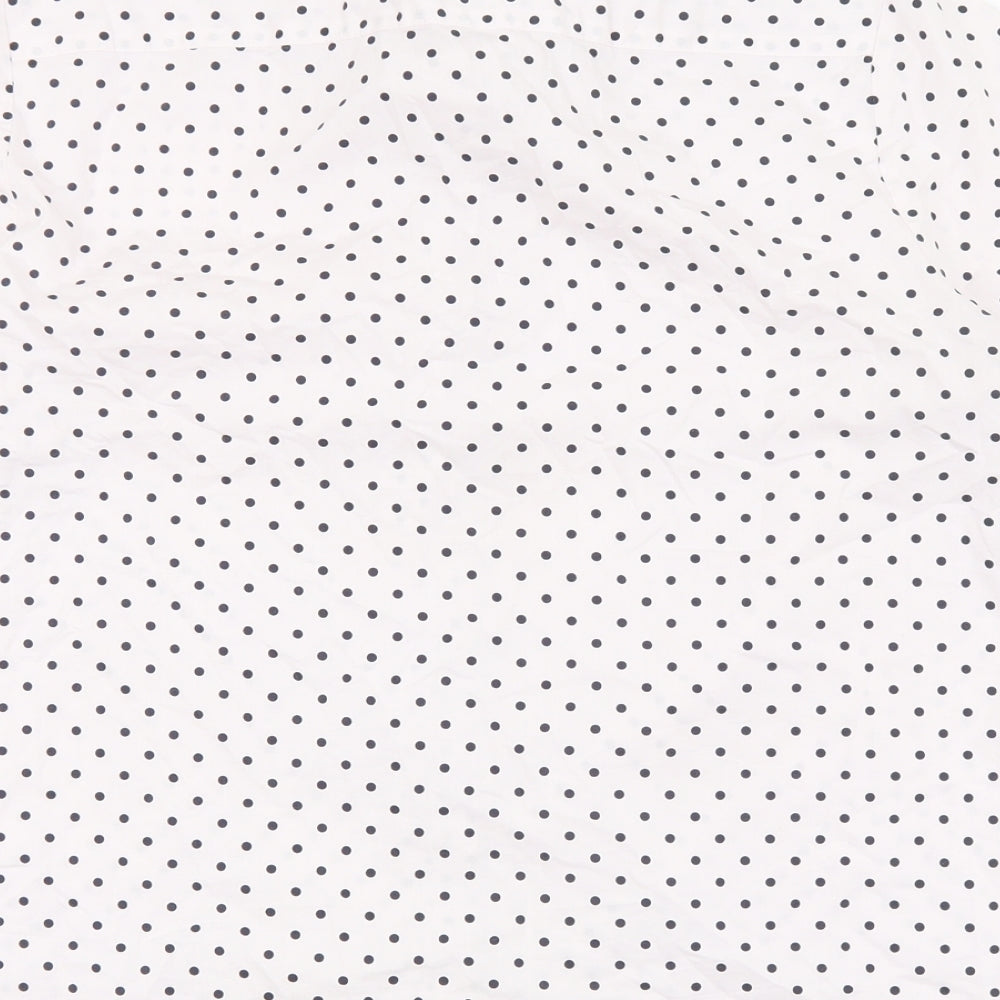 Marks and Spencer Womens White Polka Dot Cotton Basic Button-Up Size 14 Collared