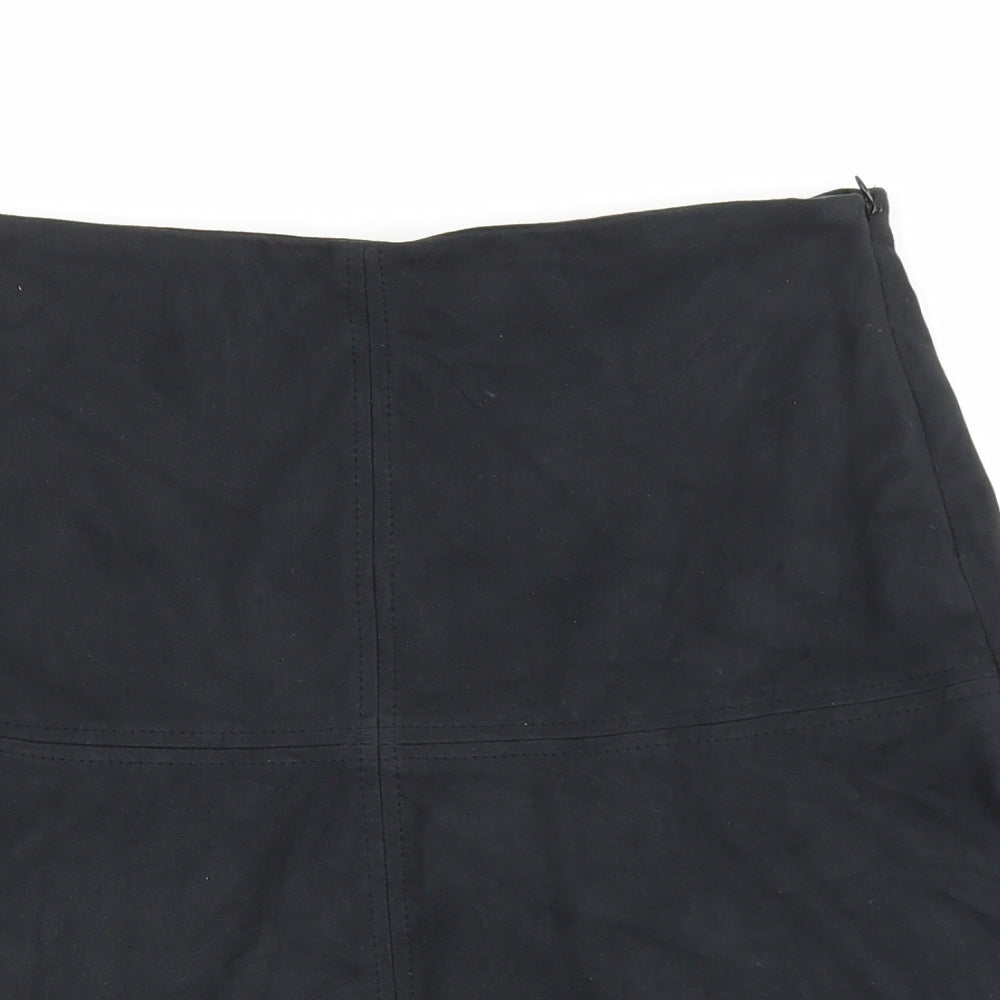 NEXT Womens Black Polyester Flare Skirt Size 8 Zip