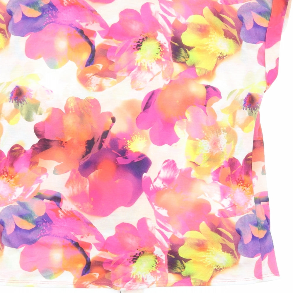 Wallis Womens Multicoloured Floral Polyester Basic Blouse Size M Round Neck - Knot Front