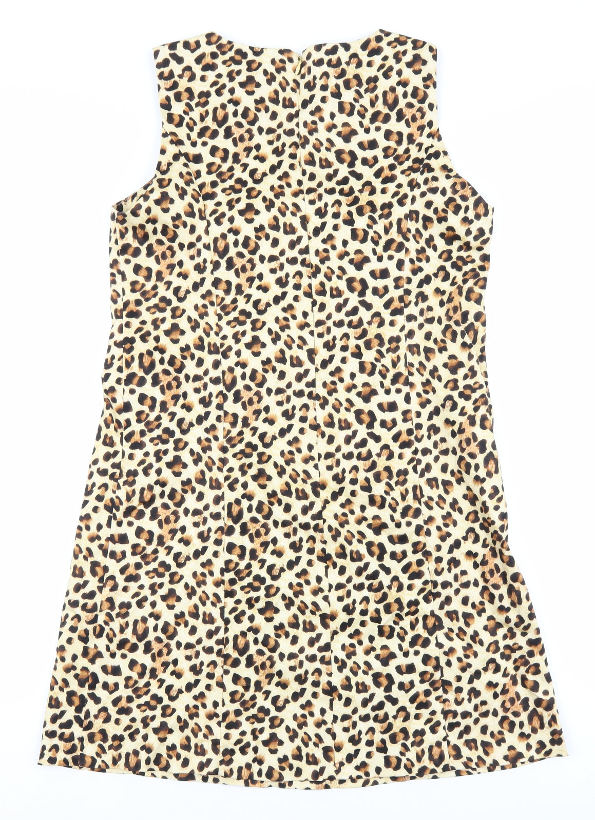 Zara Womens Brown Animal Print Cotton A-Line Size M Round Neck Zip - Leopard Pattern