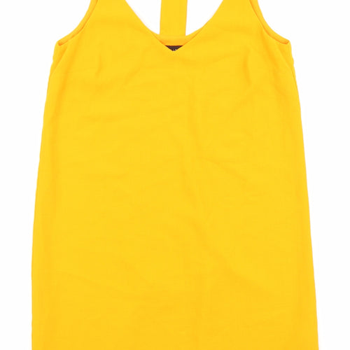New Look Womens Orange Polyester Tank Dress Size 8 V-Neck Magnetic