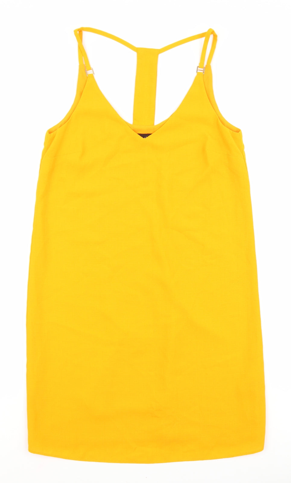 New Look Womens Orange Polyester Tank Dress Size 8 V-Neck Magnetic
