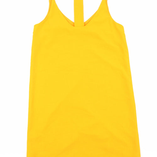New Look Womens Orange Polyester Tank Dress Size 8 V-Neck Magnetic
