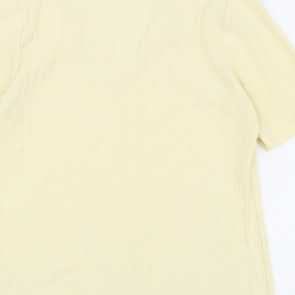 Marks and Spencer Womens Ivory Cotton Basic T-Shirt Size 16 V-Neck