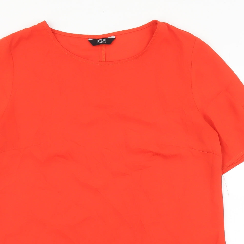 F&F Womens Purple Polyester Basic Blouse Size 8 Round Neck