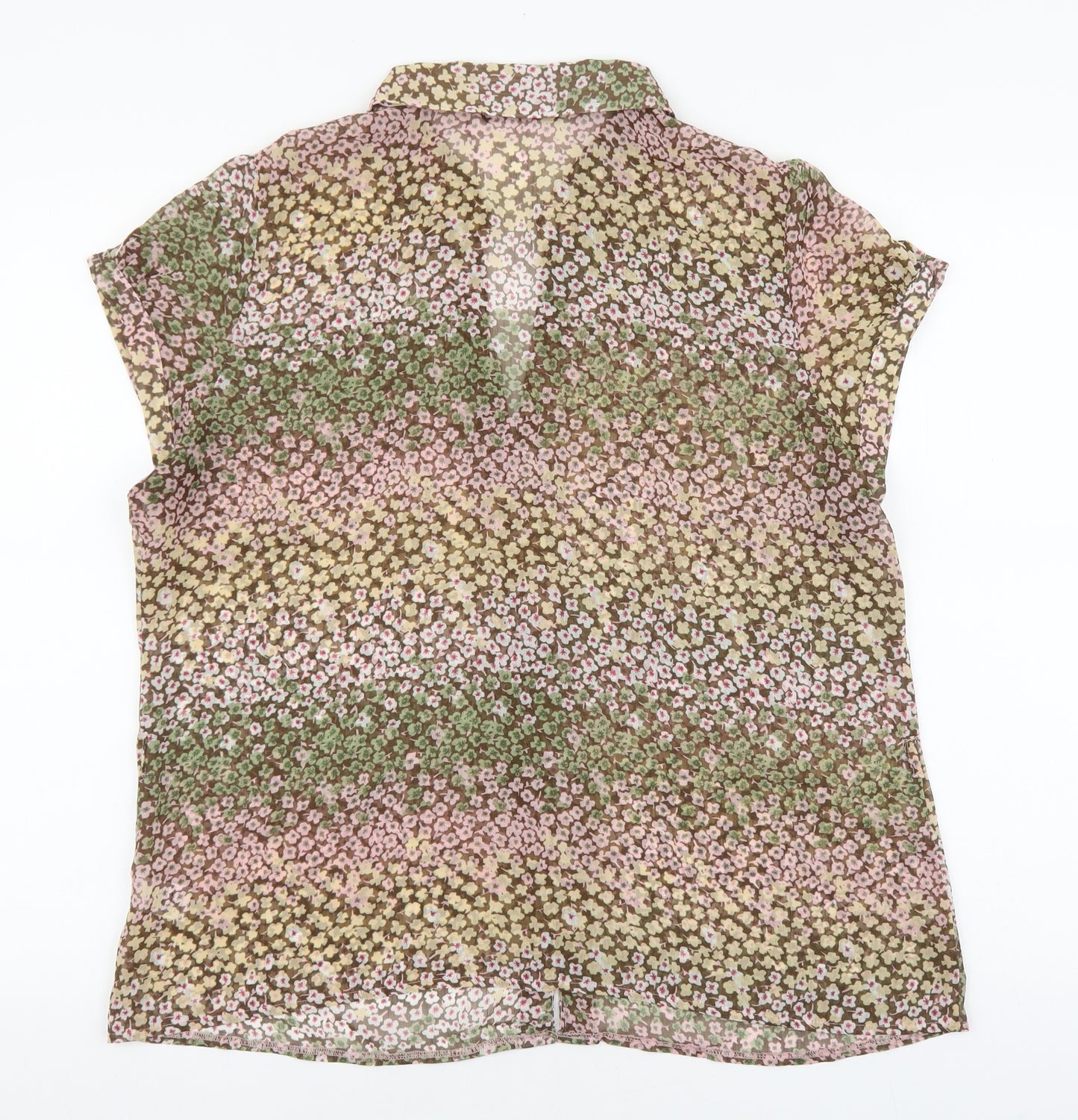 Bonmarché Womens Brown Geometric Polyester Basic Blouse Size 18 V-Neck