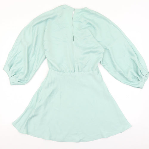 Zara Womens Green Polyester Fit & Flare Size XS V-Neck Button