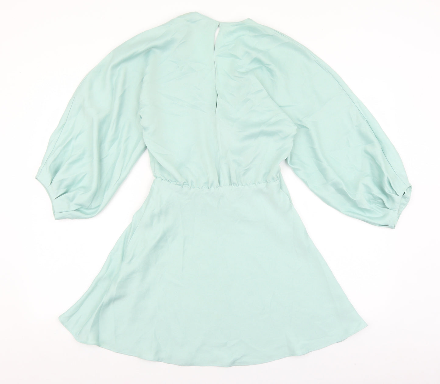 Zara Womens Green Polyester Fit & Flare Size XS V-Neck Button