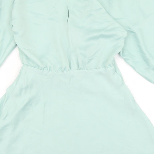 Zara Womens Green Polyester Fit & Flare Size XS V-Neck Button