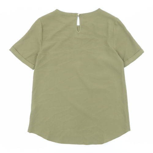 Primark Womens Green Polyester Basic Blouse Size 6 Round Neck