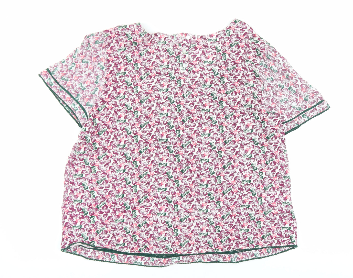 Mistral Womens Purple Geometric Modal Basic T-Shirt Size 14 Round Neck