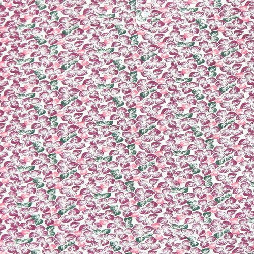 Mistral Womens Purple Geometric Modal Basic T-Shirt Size 14 Round Neck