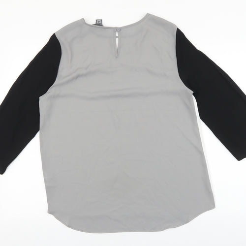 Primark Womens White Polyester Basic Blouse Size 14 Round Neck - Zip Detail