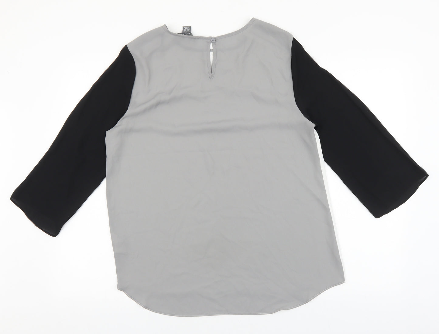 Primark Womens White Polyester Basic Blouse Size 14 Round Neck - Zip Detail