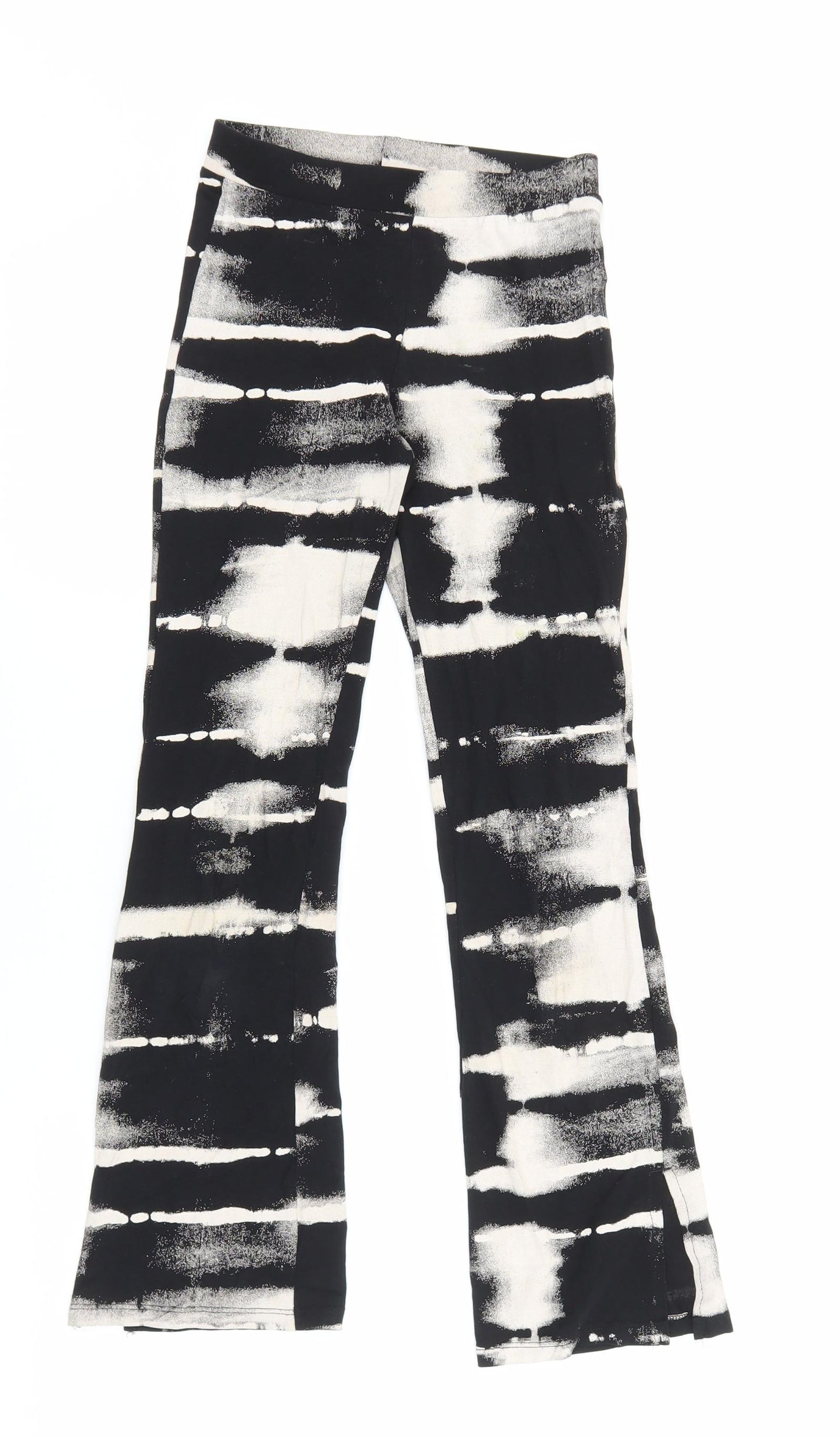 H&M Girls Black Geometric Cotton Jegging Trousers Size 10-11 Years Extra-Slim Pullover - Flares