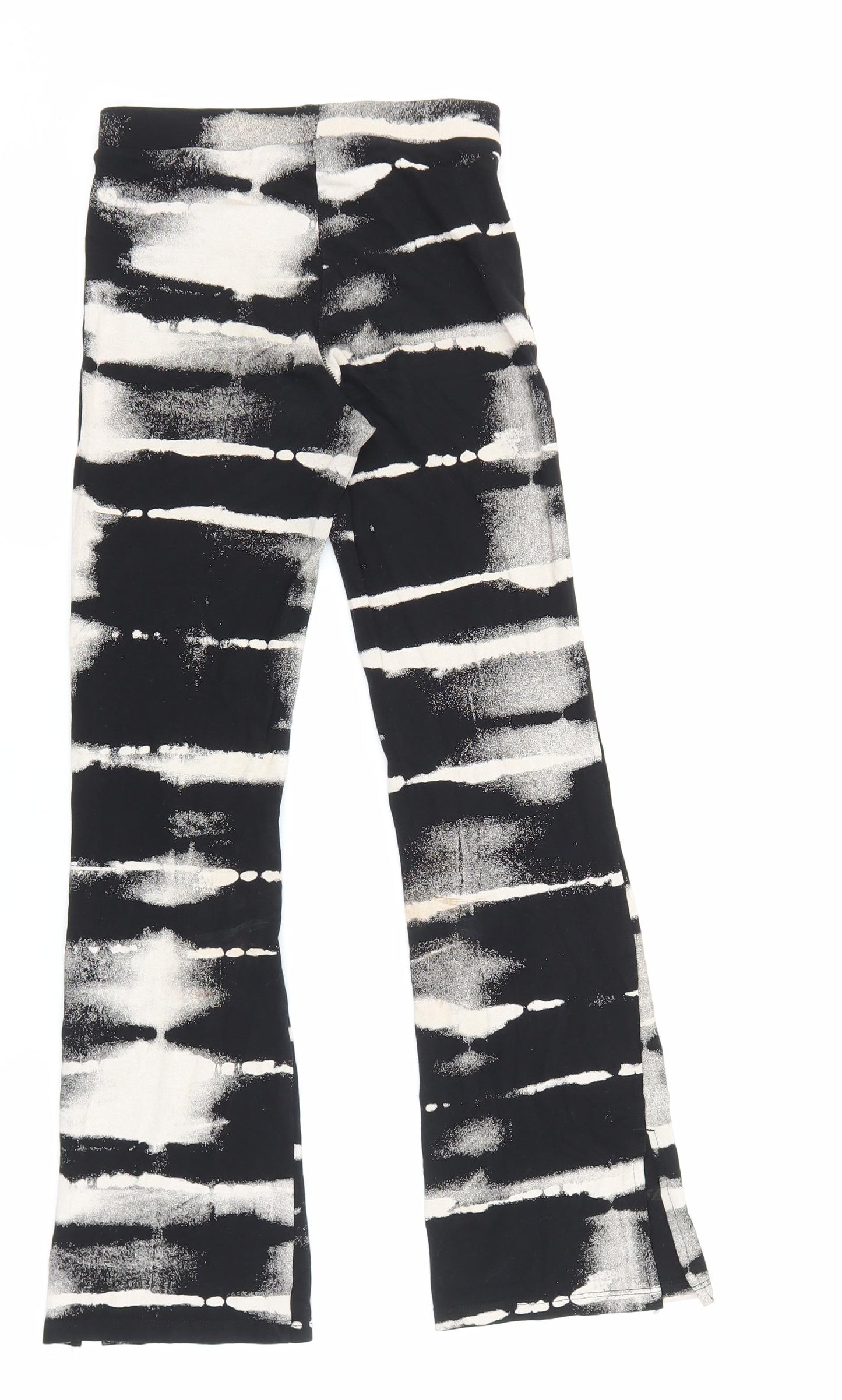 H&M Girls Black Geometric Cotton Jegging Trousers Size 10-11 Years Extra-Slim Pullover - Flares