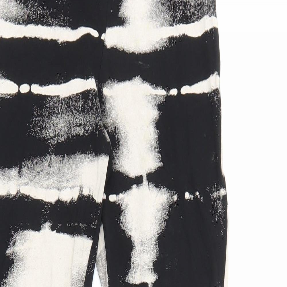 H&M Girls Black Geometric Cotton Jegging Trousers Size 10-11 Years Extra-Slim Pullover - Flares
