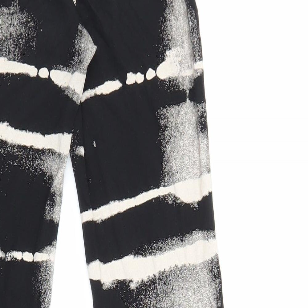 H&M Girls Black Geometric Cotton Jegging Trousers Size 10-11 Years Extra-Slim Pullover - Flares