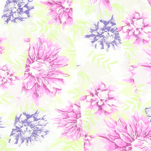Marks and Spencer Womens Multicoloured Floral Cotton Flare Skirt Size 10 Tie