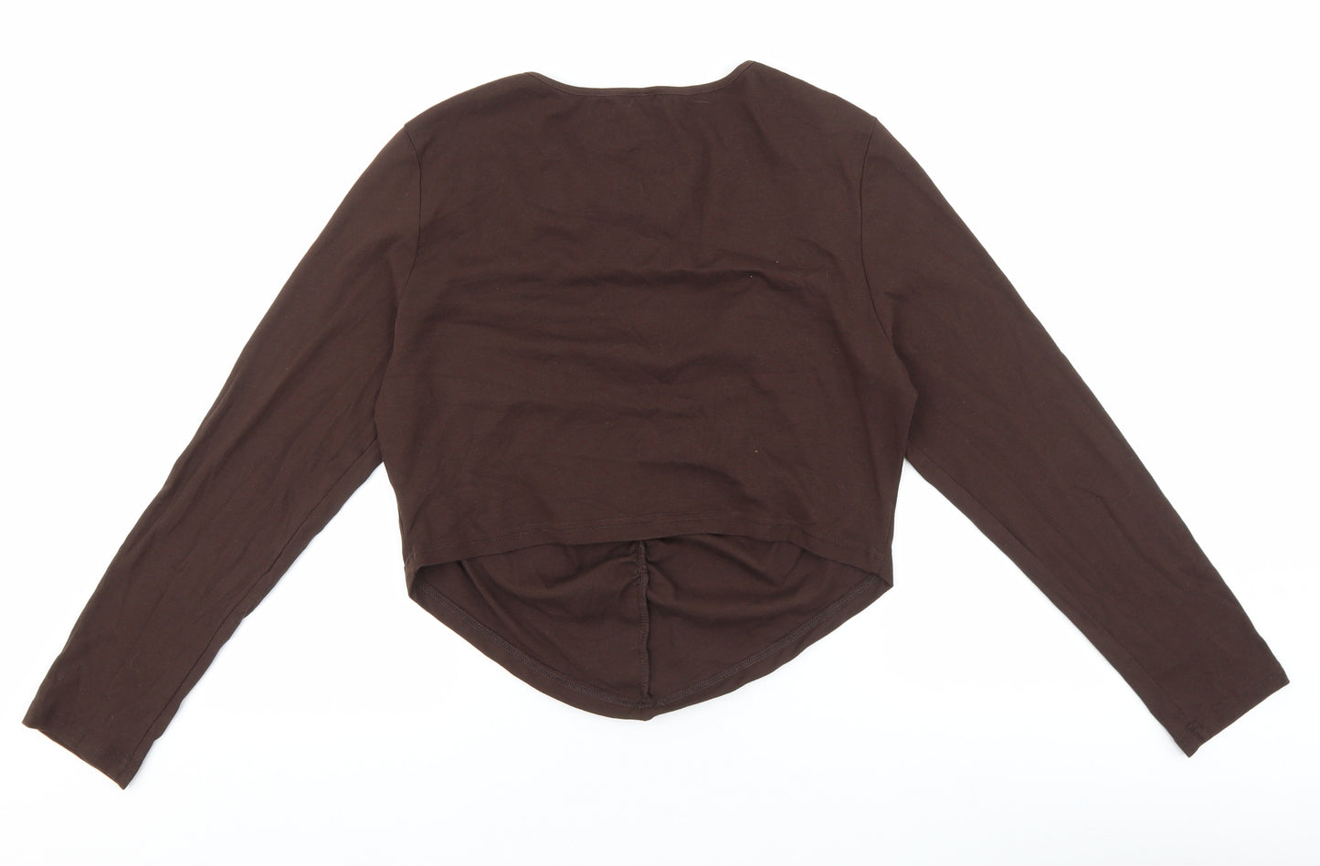 SheIn Womens Brown Cotton Basic T-Shirt Size 2XL Round Neck