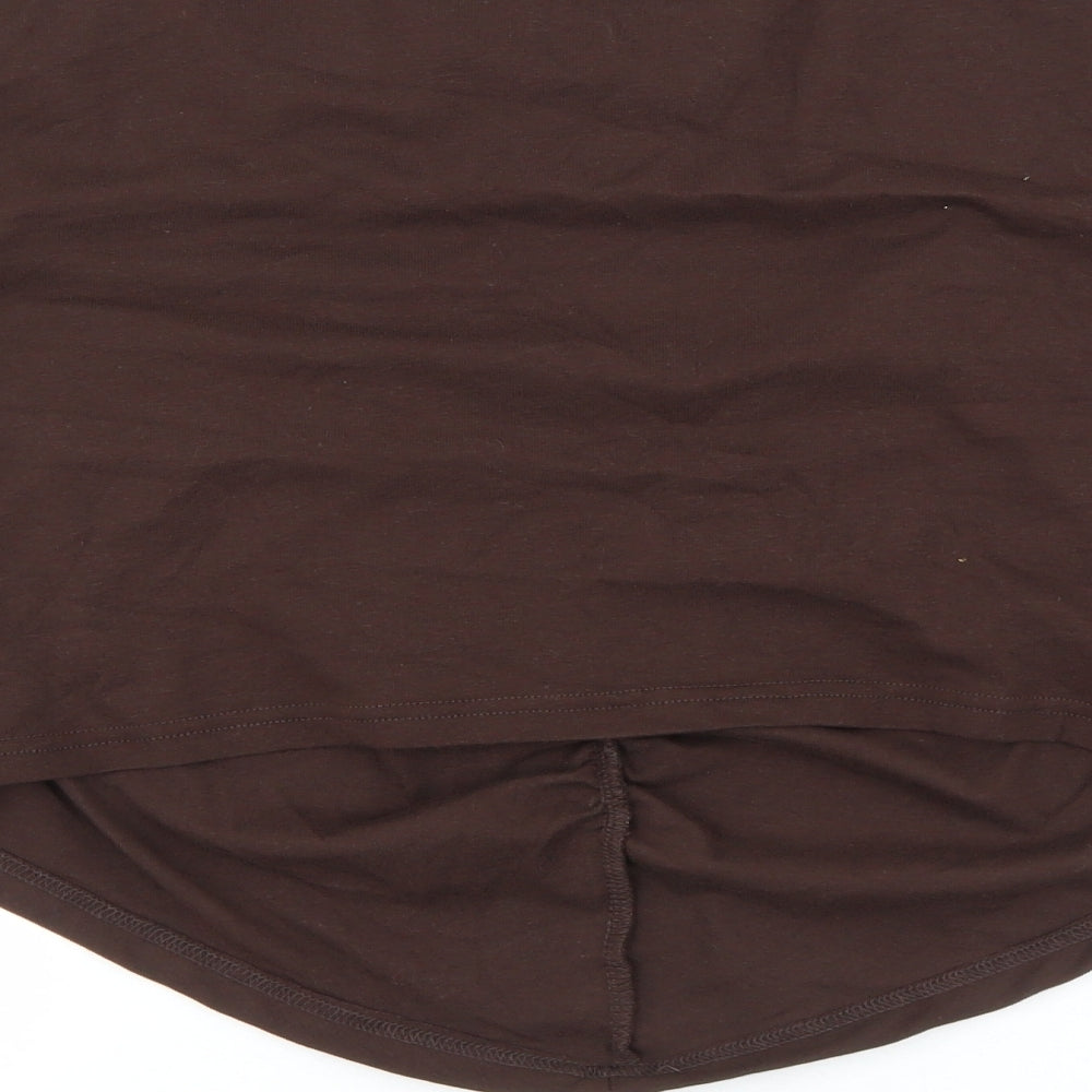 SheIn Womens Brown Cotton Basic T-Shirt Size 2XL Round Neck