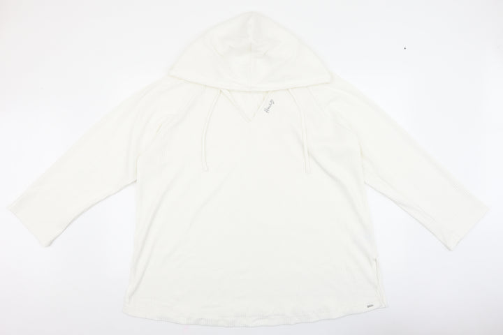 F&F Womens White V-Neck Polyester Pullover Jumper Size 20