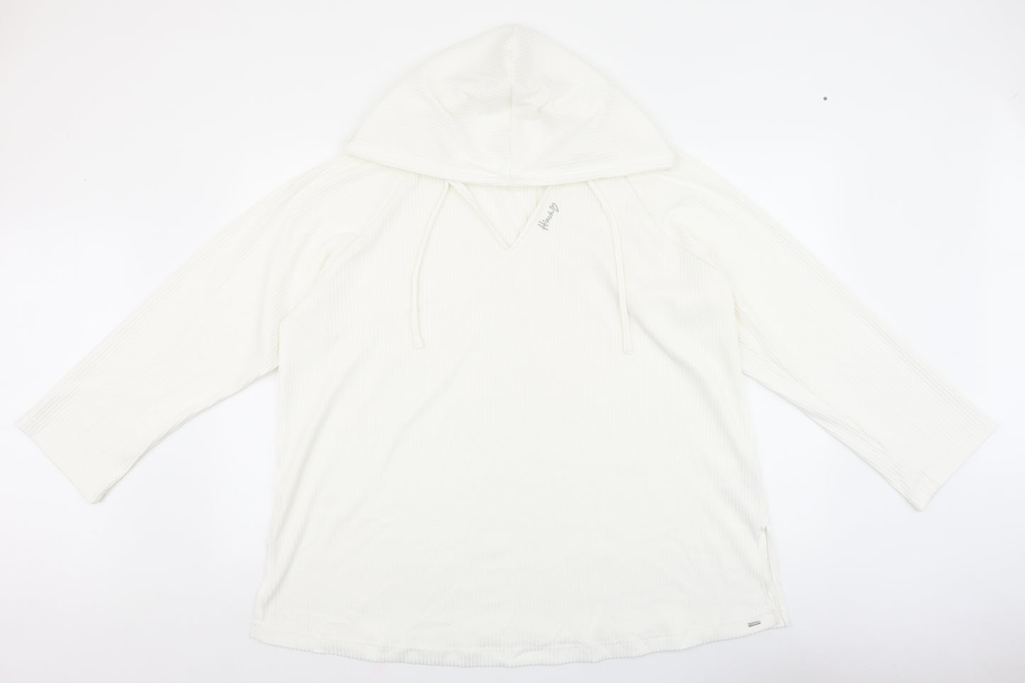F&F Womens White V-Neck Polyester Pullover Jumper Size 20