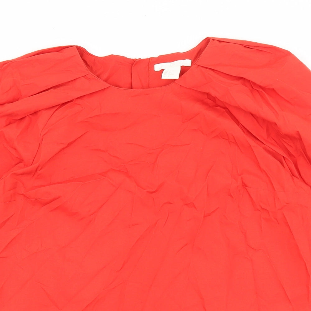 H&M Womens Red 100% Cotton Basic T-Shirt Size 6 Round Neck