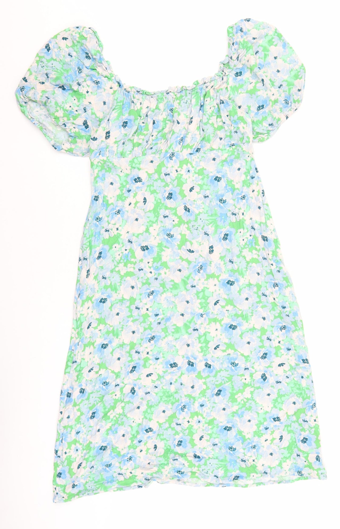 Primark Womens Green Floral Polyester A-Line Size 14 Mock Neck Pullover