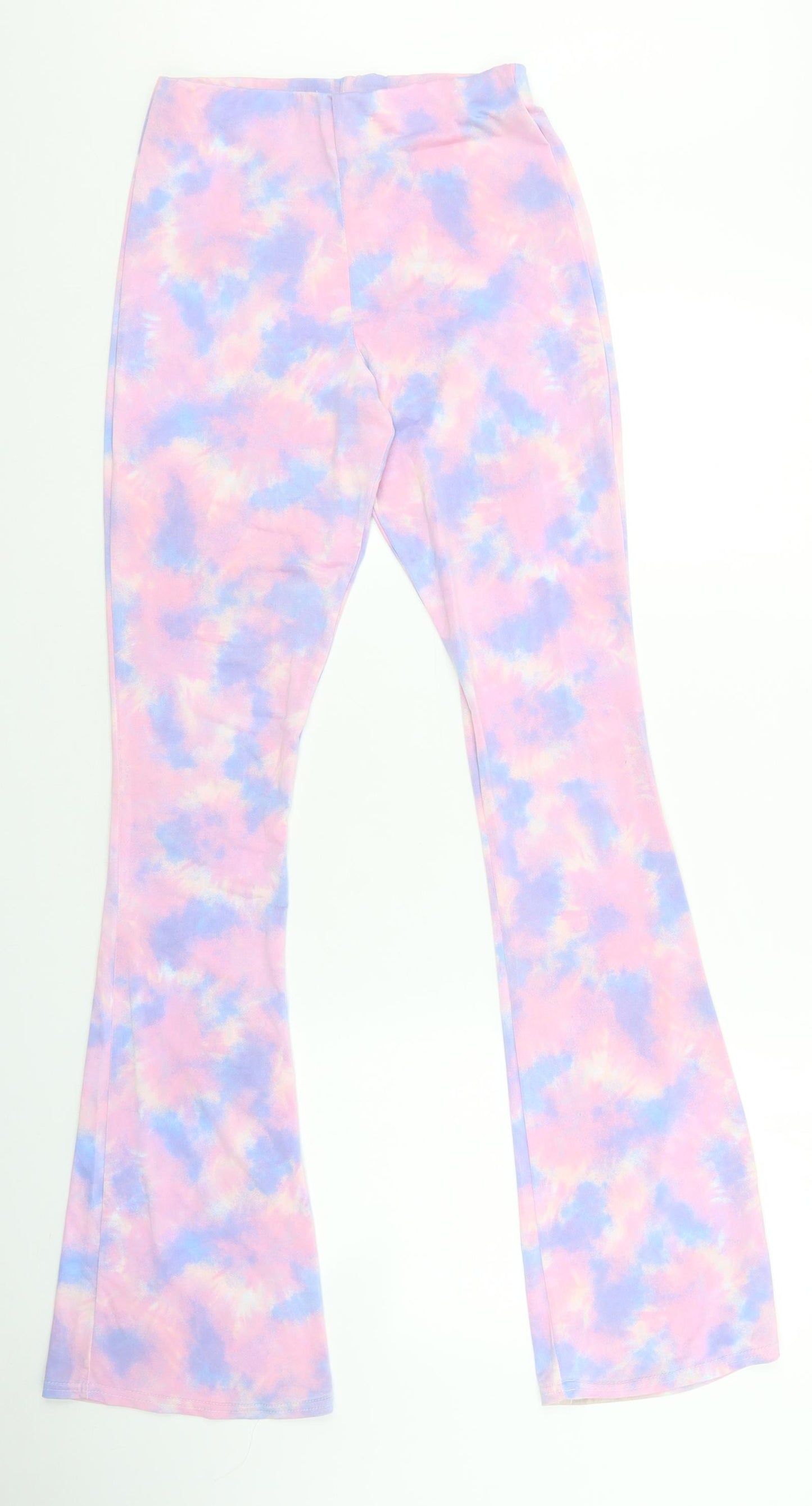 Boohoo Womens Multicoloured Geometric Polyester Trousers Size 8 L32 in Regular