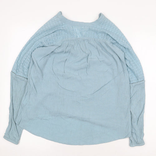 H&M Womens Blue Polyester Basic Blouse Size 6 V-Neck