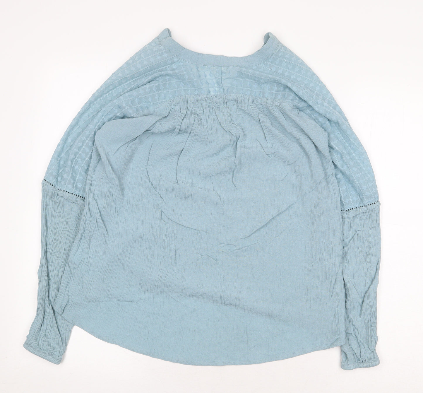 H&M Womens Blue Polyester Basic Blouse Size 6 V-Neck