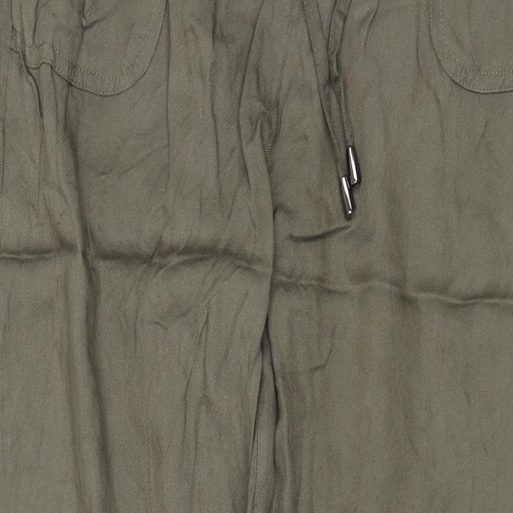 BHS Womens Green Viscose Trousers Size 10 Regular Drawstring