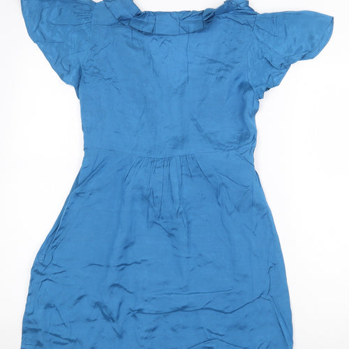 Dorothy Perkins Womens Blue Viscose Mini Size 10 V-Neck Tie