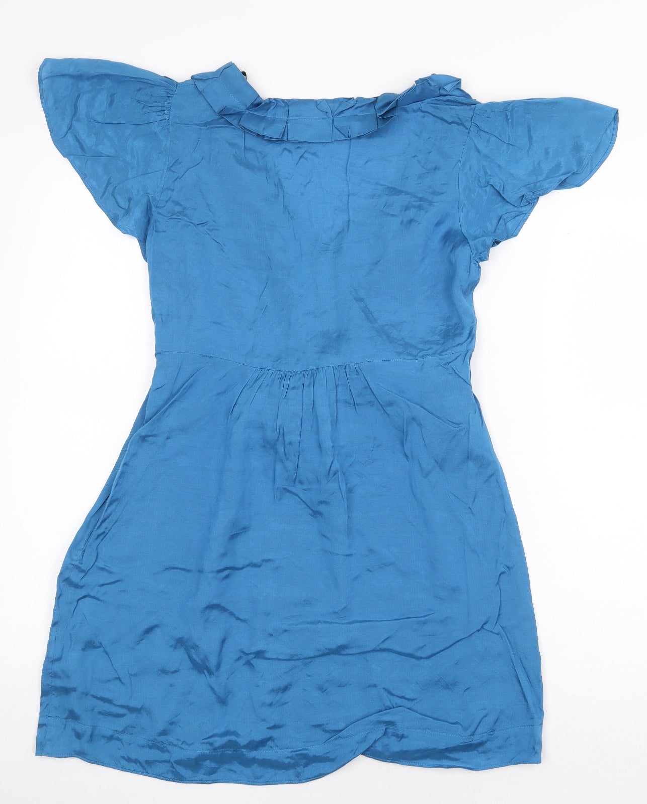 Dorothy Perkins Womens Blue Viscose Mini Size 10 V-Neck Tie