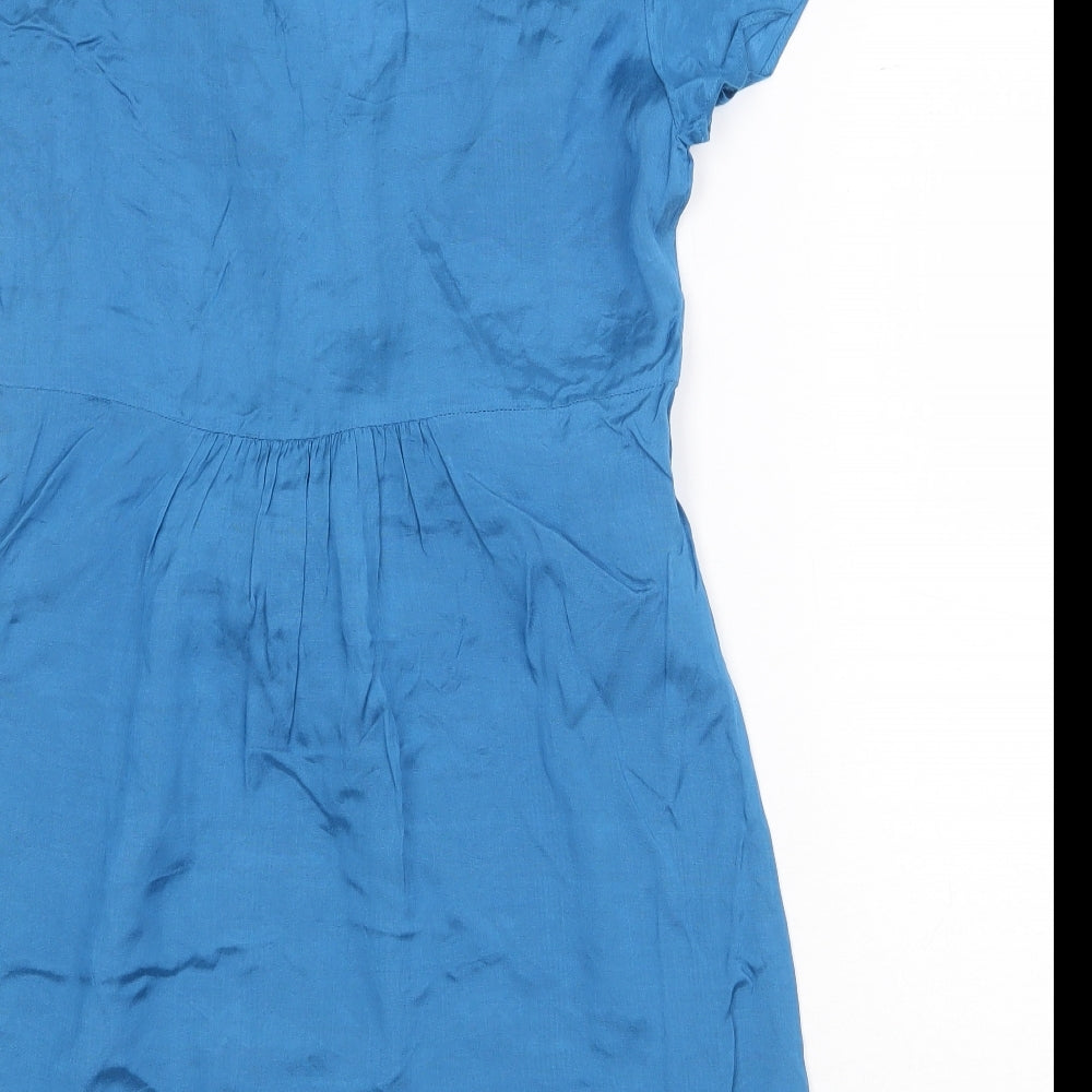 Dorothy Perkins Womens Blue Viscose Mini Size 10 V-Neck Tie