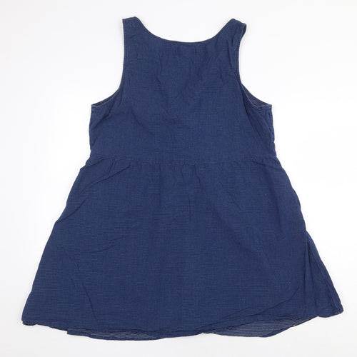 Monkl Womens Blue 100% Cotton Tank Dress Size L V-Neck Button