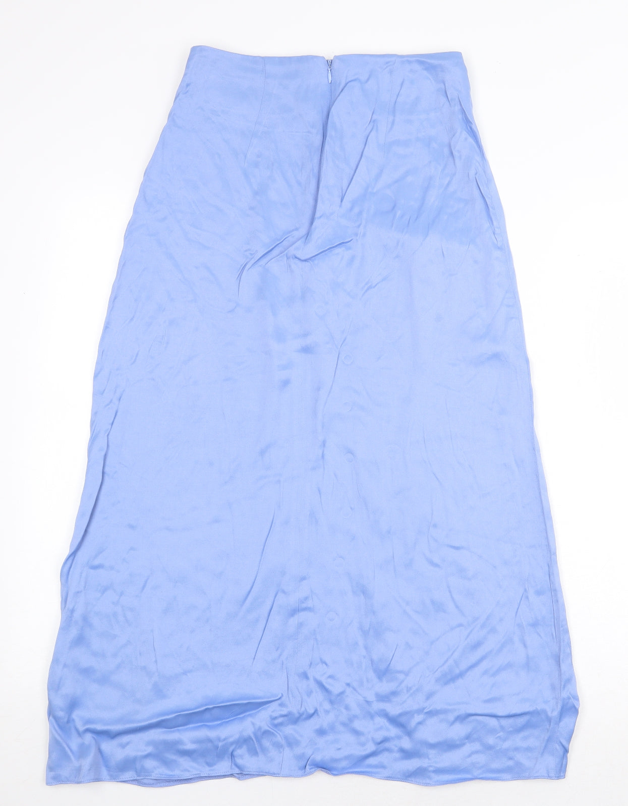 Primark Womens Blue Viscose Flare Skirt Size 6 Zip