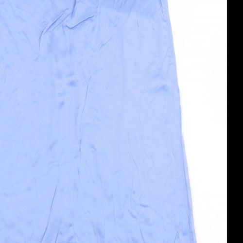 Primark Womens Blue Viscose Flare Skirt Size 6 Zip