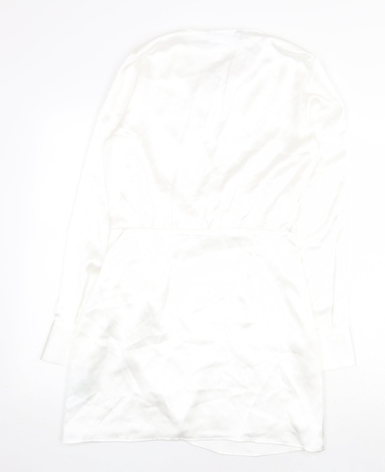 Zara Womens White Viscose Mini Size M V-Neck Zip
